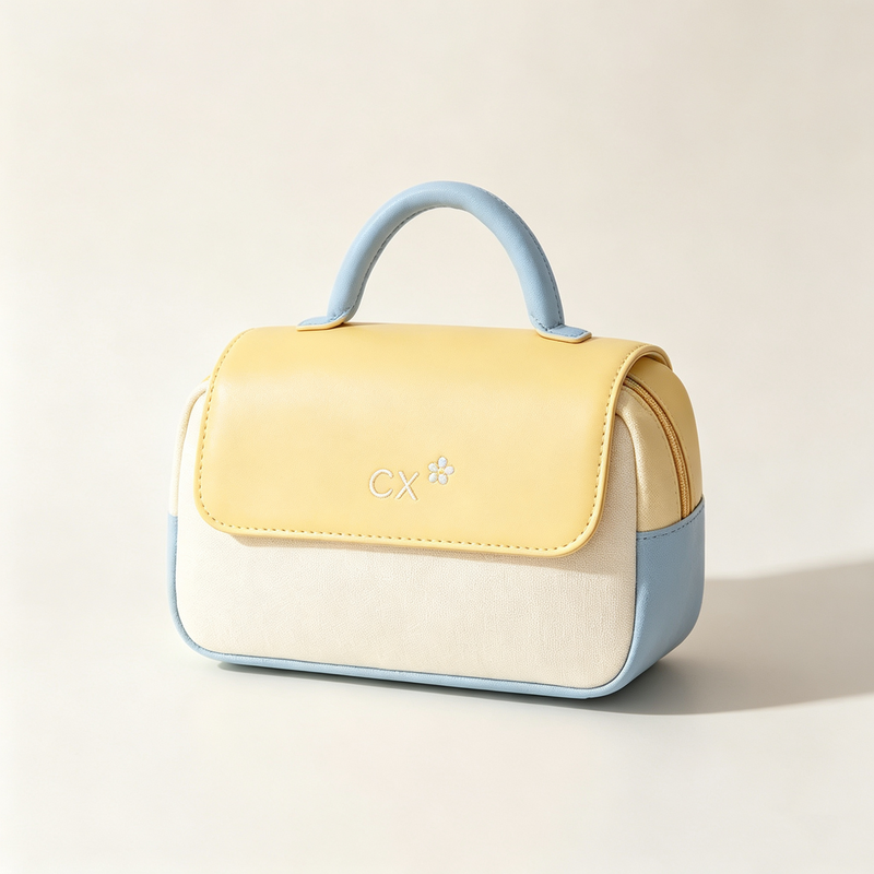 Two-Tone Mini PU Handheld Makeup Box