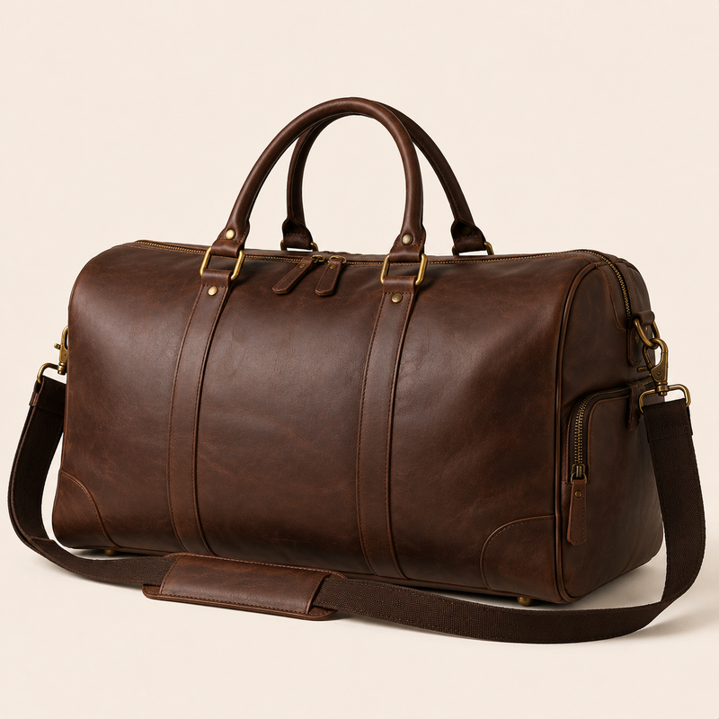 Vintage PU Leather Weekender Duffle Travel Bag