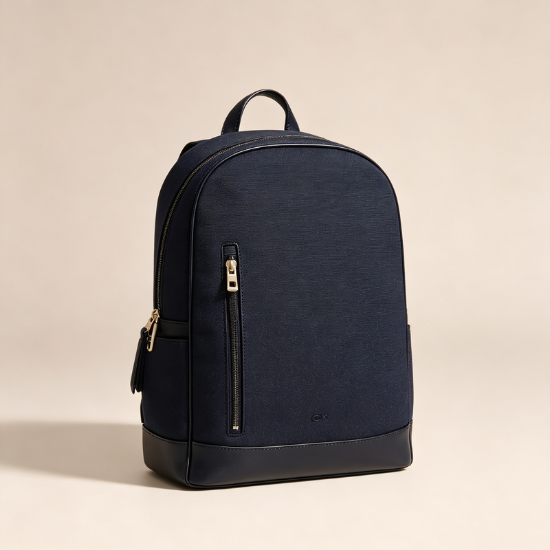 Slim Navy Canvas Business Laptop Backpack