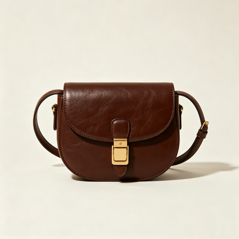 Vintage Buckle PU Saddle Crossbody Shoulder Bag