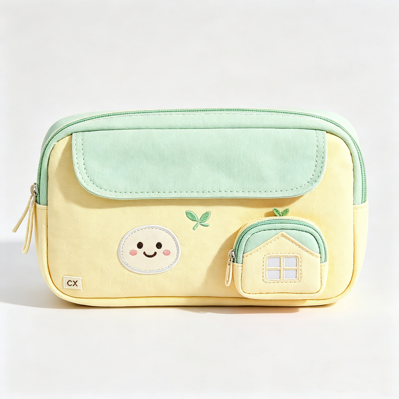 Cute Cartoon House Smile Kids Pencil Bag