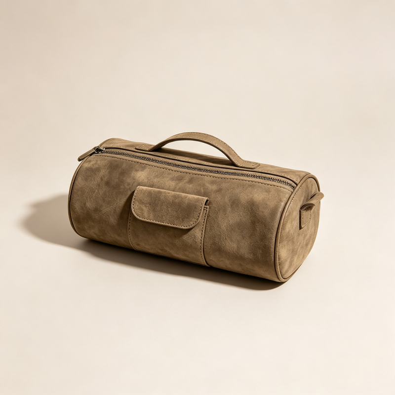 Retro Canvas Cylindrical Duffel Cosmetic Bag