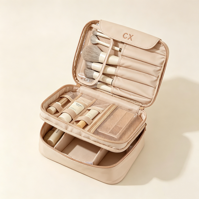 Foldable Brush Compartment Makeup Storage Case