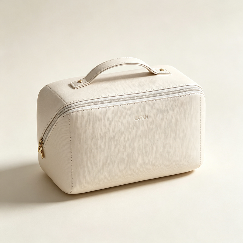 Large Handheld PU Leather Travel Cosmetic Case