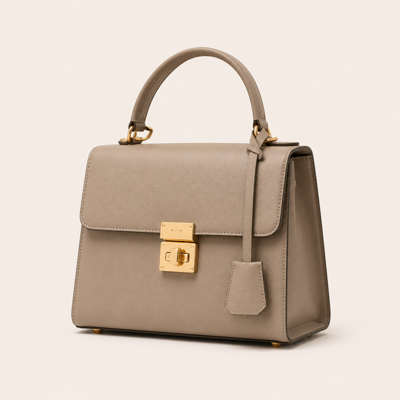 Square Turn Lock Flap Top Handle Bag