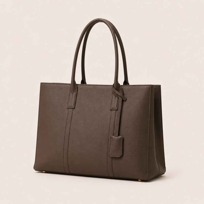 Slim PU Leather Laptop Commuter Tote Bag